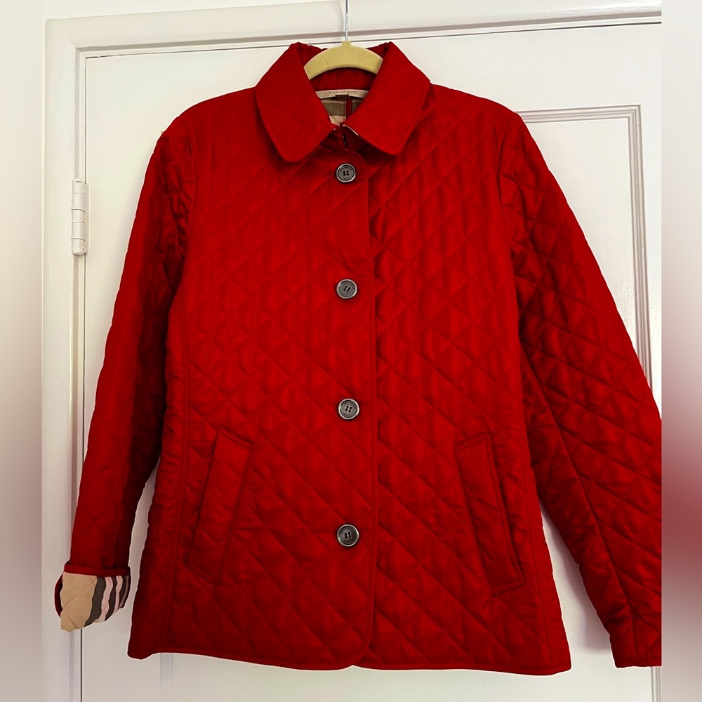 Burberry Brit quilted utility red jacket size large